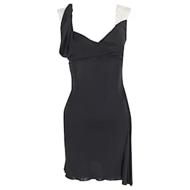 Balenciaga-Balenciaga Contrasting Strap Sleeveless Mini Dress in Black Rayon-Black