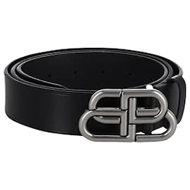 Balenciaga-Cinto Balenciaga BB Logo em Couro Preto-Preto