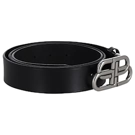 Balenciaga-Cinto Balenciaga BB Logo em Couro Preto-Preto