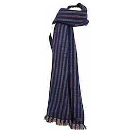 Hermès-Hermès scarf in striped blue cashmere-Blue