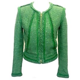 Chaqueta de Elie Saab en tweed de seda verde Verde
