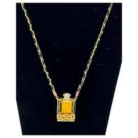 Chanel-Chanel perfume necklace eau de parum-Golden,Metallic