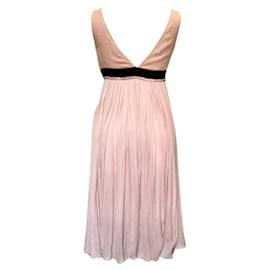 Lanvin-Lanvin dusty pink silk pleated dress with black bow-Other