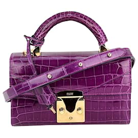 Autre Marque-Exclusivité Stalvey sac en alligator à poignée supérieure sac de luxe à bandoulière-Violet