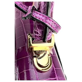 Autre Marque-Exklusive Stalvey Luxus-Umhängetasche aus Alligatorleder mit Tragegriff oben-Lila