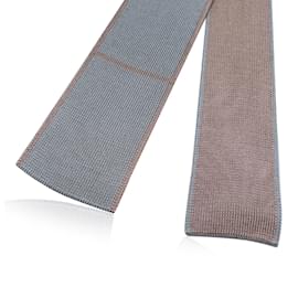 Hermès-Hermes Paris Gray Beige Silk Maille de Soie Reversible Knit Neck Tie-Grey
