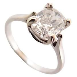 Autre Marque-Ring in white gold 18K 2.8GR SET WITH A DIAMOND SOLITAIRE OF 1.63CT DIAMOND RING-Silvery