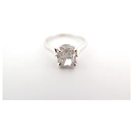 Autre Marque-Ring in white gold 18K 2.8GR SET WITH A DIAMOND SOLITAIRE OF 1.63CT DIAMOND RING-Silvery