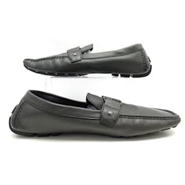 Louis Vuitton-LOUIS VUITTON MOCCASIN SHOES 13 47 MONTE CARLO ANTHRACITE LEATHER SHOES-Dark grey