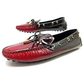 Louis Vuitton-LOUIS VUITTON DRIVER MOCCASIN SHOES 38 RED PATENT LEATHER LOAFERS SHOES-Other