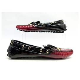 Louis Vuitton-LOUIS VUITTON DRIVER MOCCASIN SHOES 38 RED PATENT LEATHER LOAFERS SHOES-Other