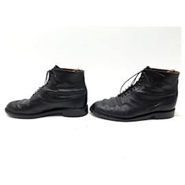 JM Weston-JM WESTON BOOTS 680 8.5C 42 42.5 BLACK GRAINED LEATHER BOOTS-Black
