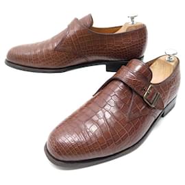 JM Weston-JM WESTON FLORE SHOES 531 Church´s Loafers 9E 43 CROCODILE LEATHER SHOES-Brown