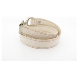 Hermès-HERMES PAVANE MORS lined TOUR BRACELET 16 CM IN WHITE LEATHER AND PALLADIA-White