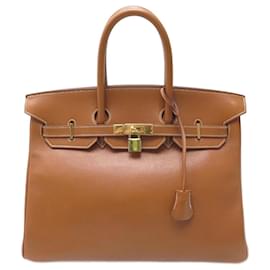 Hermès-Hermes Birkin handbag 35 1994 GULLIVER GOLD GOLD LEATHER PURSE BAG-Caramel