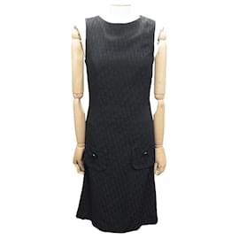 Christian Dior-VINTAGE CHRISTIAN DIOR VISCOSE OBLIQUE MONOGRAM CANVAS DRESS 40 M DRESS-Black