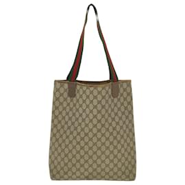 Gucci-GUCCI GG Canvas Web Sherry Line Tote Bag Beige Red Green 3902003 auth 39134-Red,Beige,Green