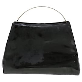 Chanel-CHANEL Hand Bag Enamel Black CC Auth 39199-Black