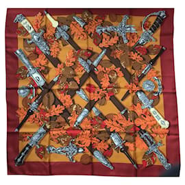Hermès Seidentuch Au plus de Dru Schwarz Orange Bronze Schwarz Orange Bronze