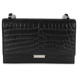 Saint Laurent-Saint Laurent Black Croc Embossed Babylone Bag-Black