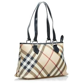 Burberry-Burberry Brown Supernova Check Tote Bag-Brown,Beige