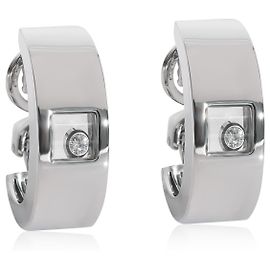 Orecchini a cerchio vintage Chopard Happy Diamond in 18K oro bianco 0.1 ctw Argento Metallico