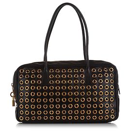 Borsa Bauletto Prada in Nappa Nera con Occhiello Nero
