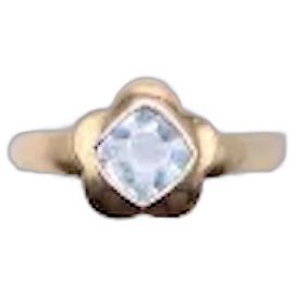 Autre Marque Vintage gold aquamarine flower shape ring 750%O Light blue Gold hardware