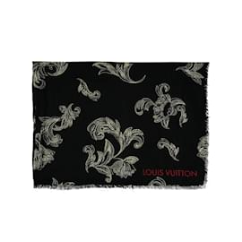 Louis Vuitton-Écharpe à motif floral noir et blanc Louis Vuitton-Multicolore