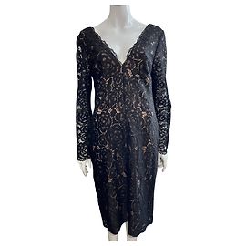 Robe illusion en dentelle par Vera Wang Noir