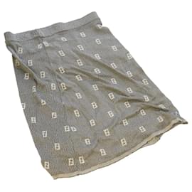 Fendi-FENDI Zucchino Skirt Cotton Rayon Gray Auth ar3701-Grey