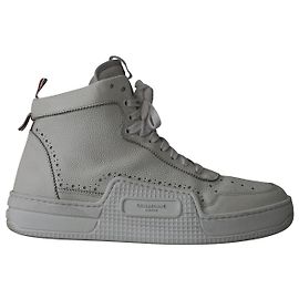 Baskets Thom Browne Baskets Montantes en Cuir Blanc Blanc