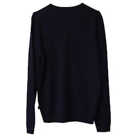 Hugo Boss-Boss Slim Fit V-Neck Sweater in Navy Blue Merino Wool-Blue,Navy blue