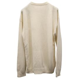 Loro Piana-Loro Piana Knitted Crewneck Sweater in Cream Cashmere-Beige
