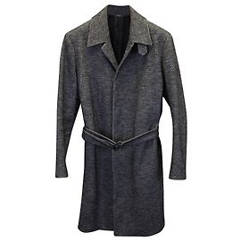 Theory Belted Coat in Grey Wool Grey