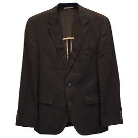 Hugo Boss Boss Single-Breasted Blazer Jacket in Brown Linen Brown