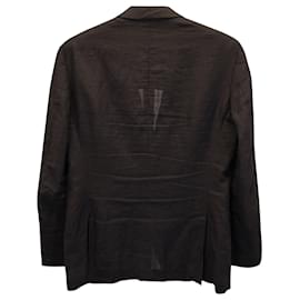 Hugo Boss-Boss Single-Breasted Blazer Jacket in Brown Linen-Brown