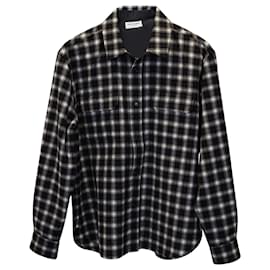 Saint Laurent-Saint Laurent Long-Sleeved Flannel Shirt in Black Print Wool-Other