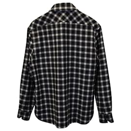 Saint Laurent-Saint Laurent Long-Sleeved Flannel Shirt in Black Print Wool-Other