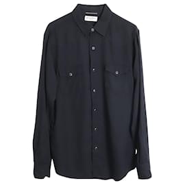 Saint Laurent-Saint Laurent Western Style Long Sleeve Shirt in Black Lyocell-Black