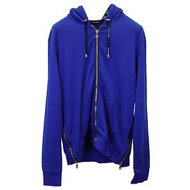 Sudadera con capucha y cremallera múltiple en algodón azul de Balmain Azul