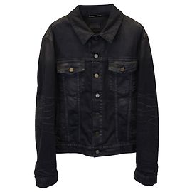 Giacca Saint Laurent Rinse in denim di cotone nero Nero