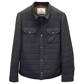 Brunello Cucinelli-Brunello Cucinelli Slim-Fit Quilted Shell Shirt Jacket in Grey Nylon-Grey