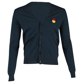Ami Paris Smiley Buttonfront Cardigan in Teal Green Wool Other Green