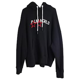 Palm Angels-Palm Angels Racing Star Embroidery Hoodie in Black Cotton-Black