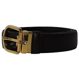 Cinto com fivela com logotipo gravado Montblanc em couro marrom Marrom