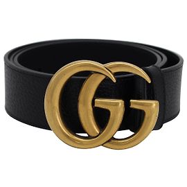 Gucci GG Buckle Marmont Belt in Black Leather Black