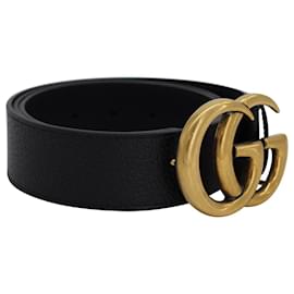 Gucci-Cinturón Marmont con Hebilla GG Gucci en Cuero Negro-Negro