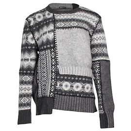 Alexander McQueen Patchwork-Fair-Isle-Pullover aus grauer Wolle Grau