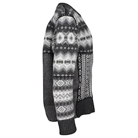 Alexander Mcqueen-Alexander McQueen Patchwork Fair Isle Sweater in Grey Wool-Grey